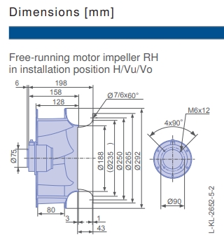 Чертеж вентилятора RH28V-VDK.2A.1R, арт. 113278